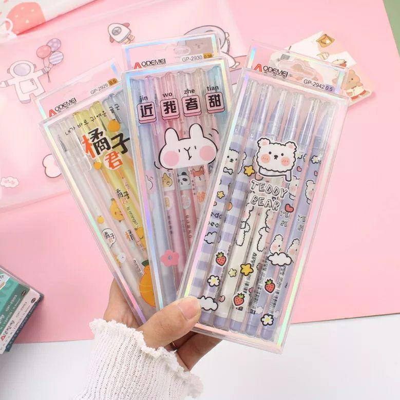 

イ MYUME.STORE || 6 PCS/BOX PENA GEL SET LUCU Pulpen Gel Mekanik Black Ink 0.5mm Fine Point Cute Cartoon Bear Manual Gel Pens ♫