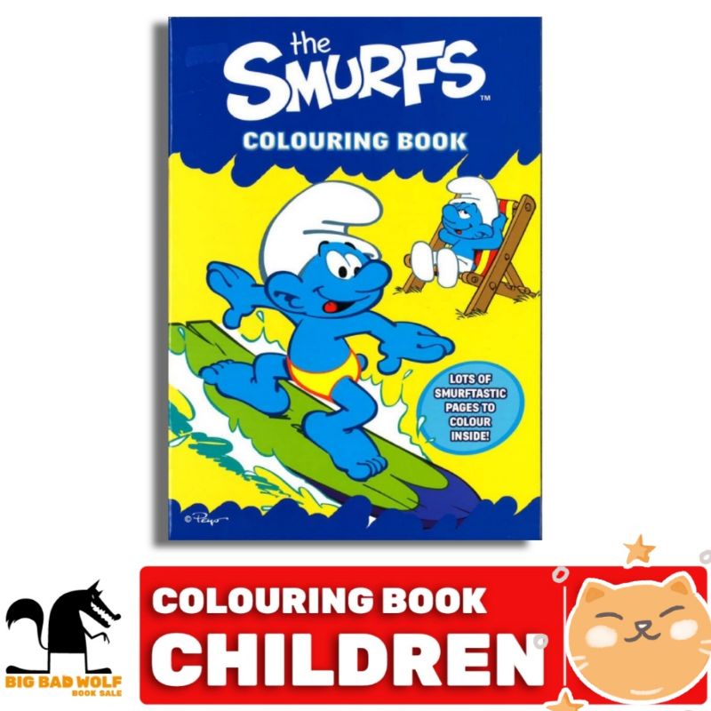 BIG BAD WOLF BOOKS ■ THE SMURFS COLOURING BOOK - BUKU MEWARNAI ANAK BBW IMPORT