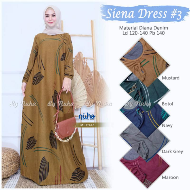 DRESS WANITA PREMIUM Gamis Diana Denim Jumbo Terbaru Wanita Muslimah Kekinian Siena Dress #3 by Nuha Hijab
