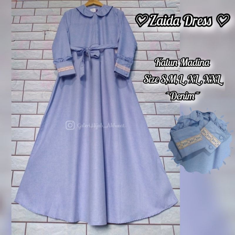 Zaida Dress Gamis Katun Madinah Original Zm Hijab