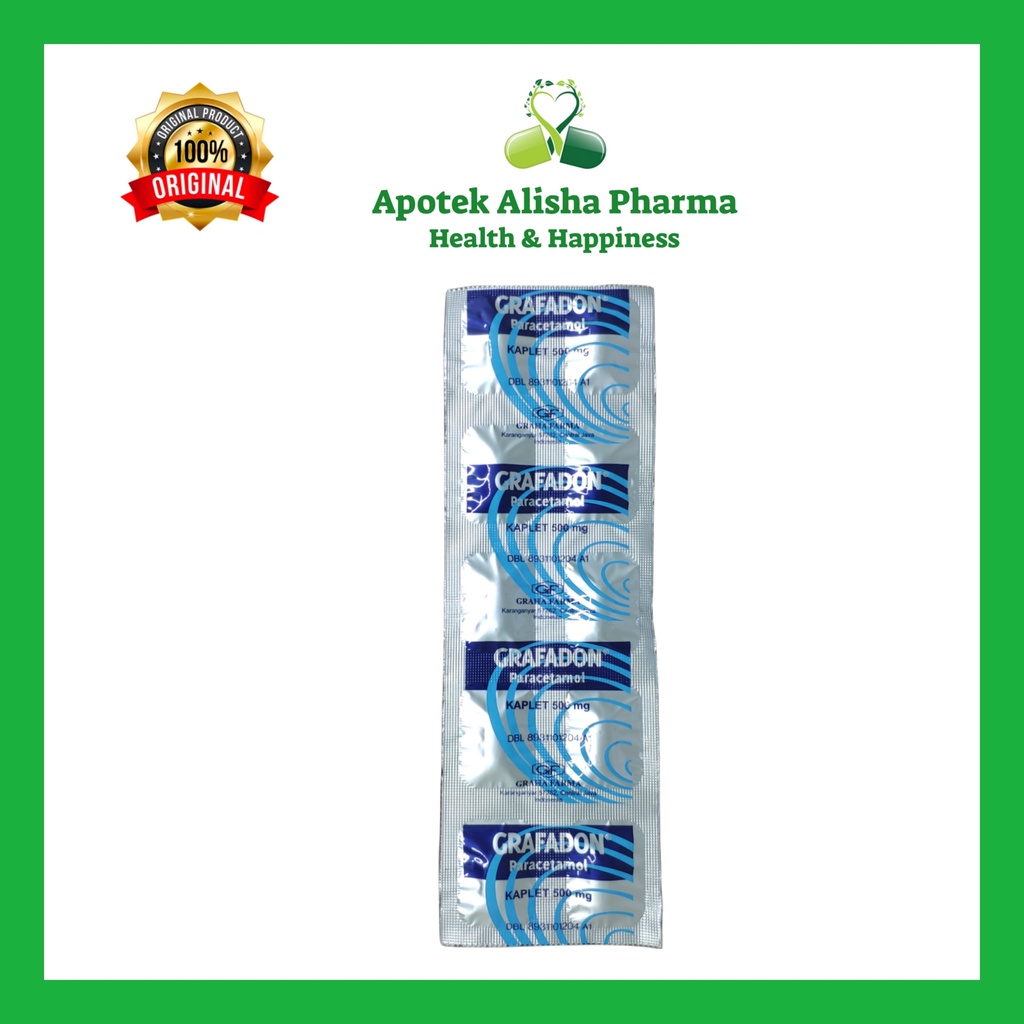 Grafadon Tablet (Strip 10tablet) - Grafadon Parasetamol tablet Obat Penurun Panas/Demam/Pusing/Sakit Kepala/Pereda Nyeri