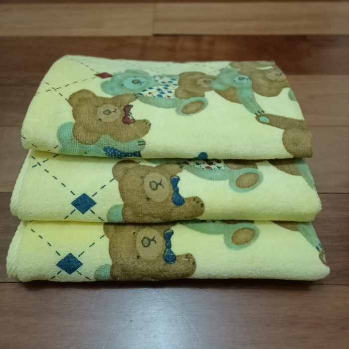 Handuk Mandi Bayi / Handuk Anak merk Twin Motif Teddy Bear Kuning Size Besar 60x120