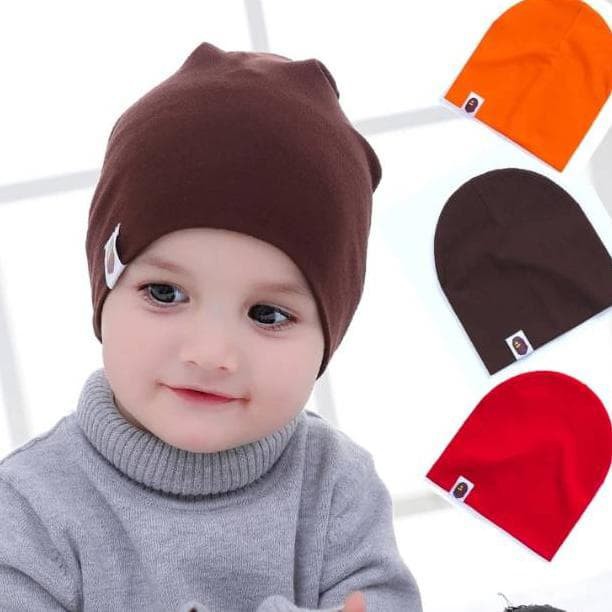 DF VZ038 Topi Bayi Polos Warna Baby Hat Topi Bayi Warna Topi Kupluk Bayi Topi Rajut Aksesoris Kepala