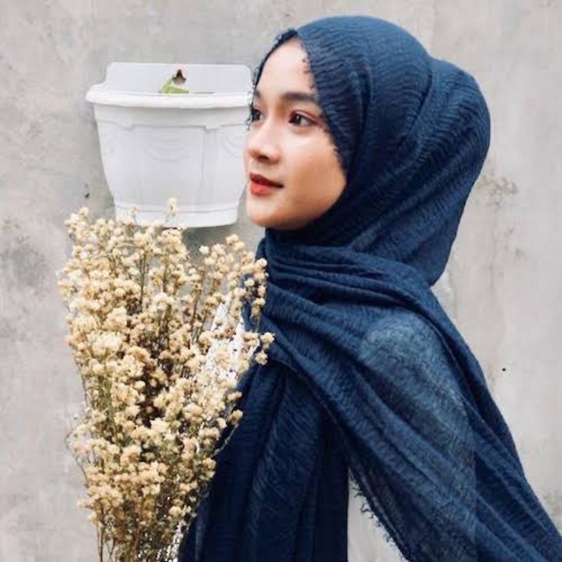 Hijab Pashmina Crinkle / Pashmina Kusut-Navy