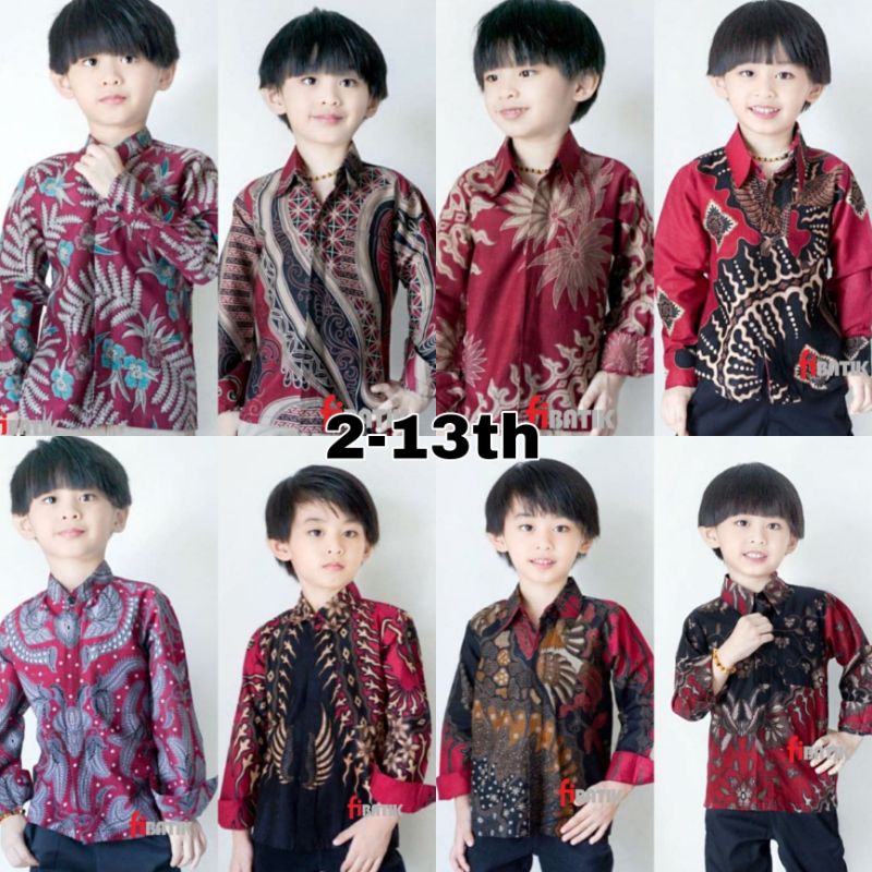 KEMEJA BATIK ANAK WARNA MERAH / BATIK ANAK WARNA MERAH / BATIK LENGAN PANJANG WARNA MERAH MAROON