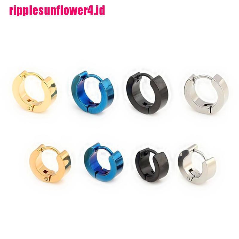 1 Pasang Anting Hoop Bahan Stainless Steel Gaya PUNK Untuk Pria Dan Wanita