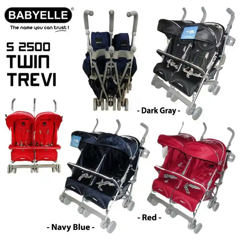 Stroller Kembar Baby elle Twin Trevi Merah  S2500 Second 98%