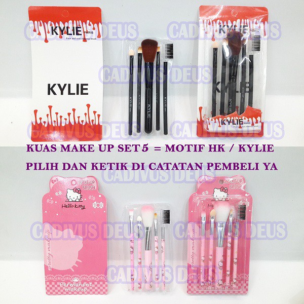 KUAS SET 5 - KUAS MAKE UP SET 5 - KEMASAN MIKA