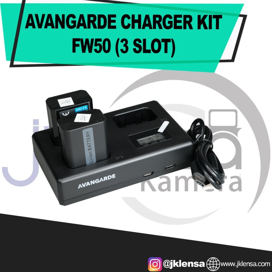 AVANGARDE Triple KIT FW50 3 SLOT CHARGER BATTERY FOR SONY A6400 A7 ll A6000 A7 A7S A7RII A7II A5100