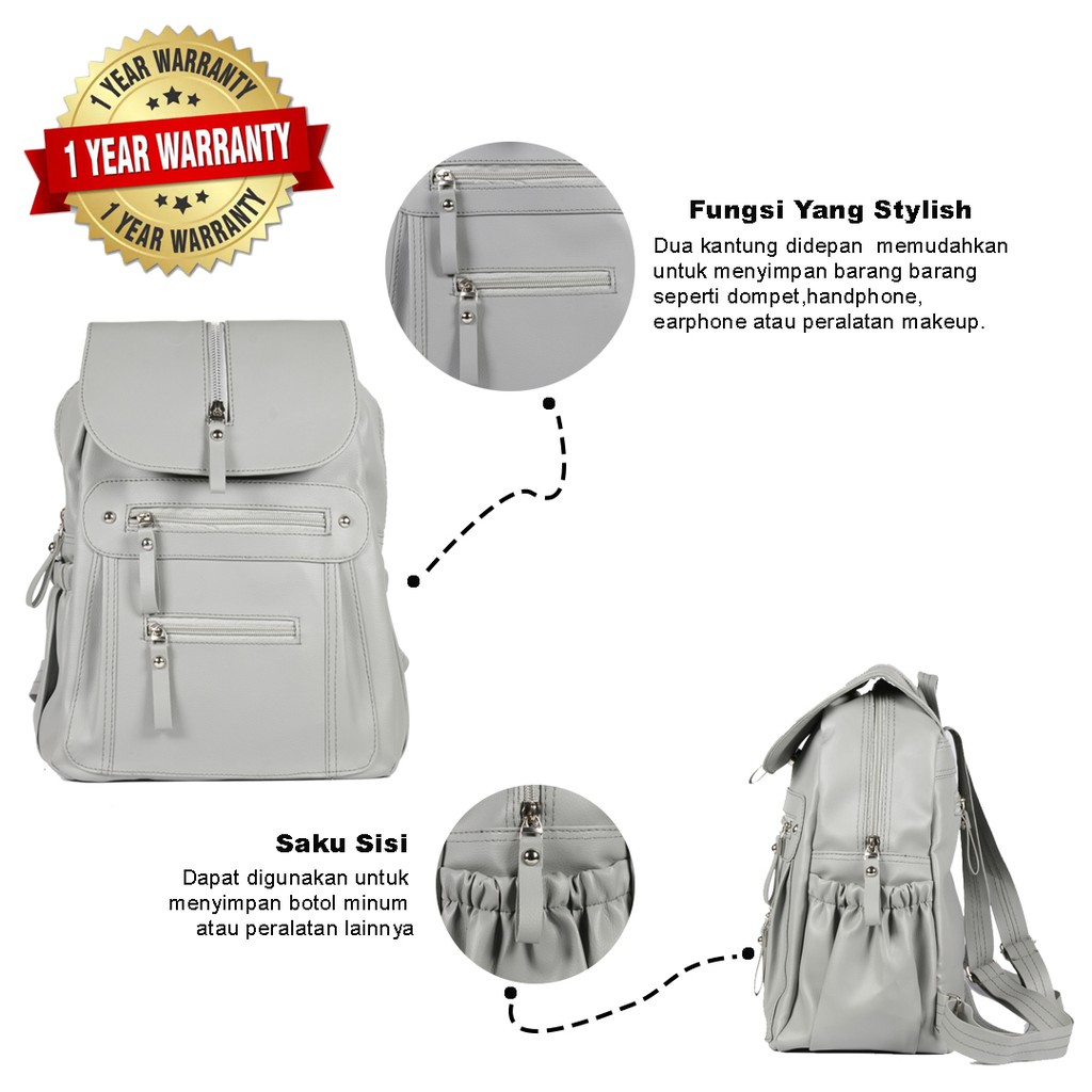 TAS RANSEL WANITA, TAS BACKPACK WANITA, TAS RANSEL MINI BAG - WARNA ABU