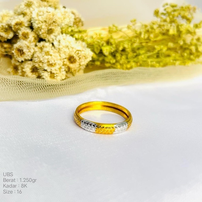 Perhiasan Cincin Bangkok 2 Warna Emas Putih dan Kuning UBS 8k/375