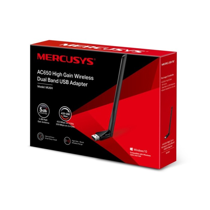 Mercusys MU6H AC650 High Gain Wireless Dual Band USB Adapter