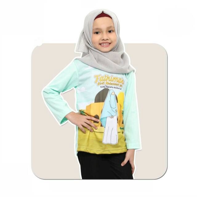 Nauree - Baju Kaos Anak Perempuan Gambar Aisyah Ukuran S M L XL XXL XXXL XXXL Tangan Panjang Untuk Umur 1 2 3 4 5 6 7 8 Tahun Bahan Cotton Combed 24s Tampil Modis Stylish Nyaman Tebal Kualitas Premium