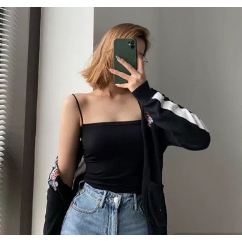 [ LINGERIE MASTER ] - (B-29) TANK TOP BRA FASHION GYM BRA OLAHRAGA PUSH UP WANITA TANPA KAWAT ELASTIS SEXY IMPORT-B-29 Hitam