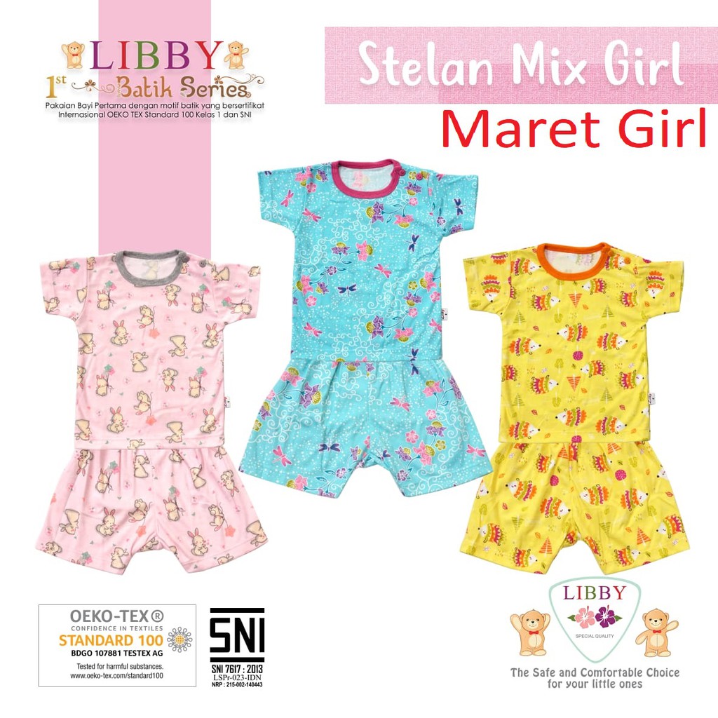 LIBBY Setelan Pendek S M L 2L XL XXL ( 0- 4 tahun ) celana dan baju pendek  CBKS