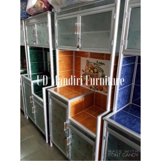 Rak Piring Lemari Dapur Box Kaca Keramik 2 Pintu Pipa Besar