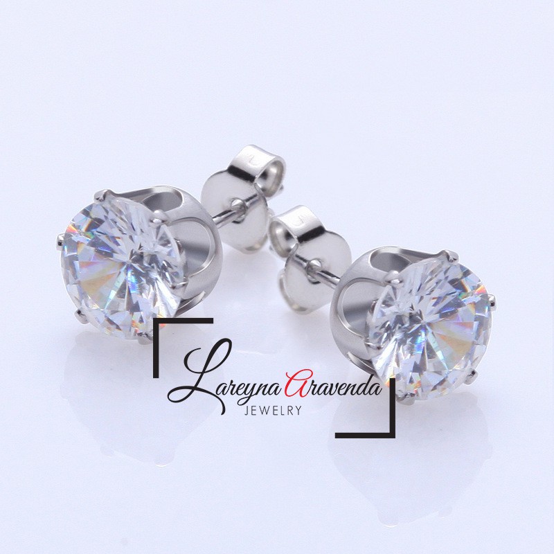 Anting Wanita Titanium Asli Crystal Kristal Zircon AAA ET001