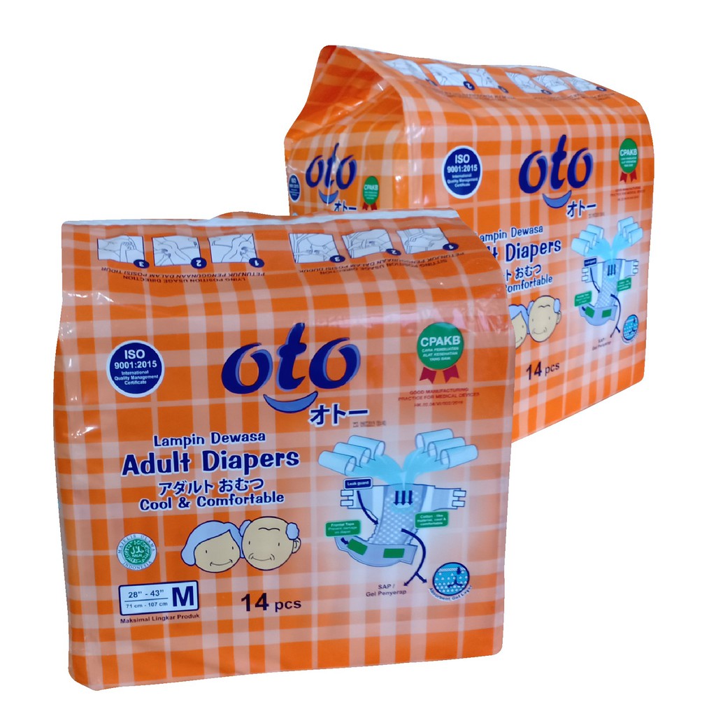 OTO Popok Dewasa model Lem Perekat Adult Diapers size M / L isi 14 pcs