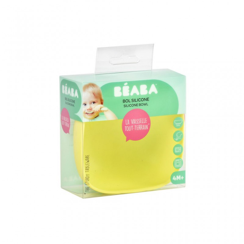 Beaba Silicone Suction Bowl - Pink / Green / Grey