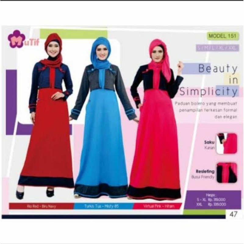 Baju Busana Muslim Wanita Gamis Merk Mutif Model "151"