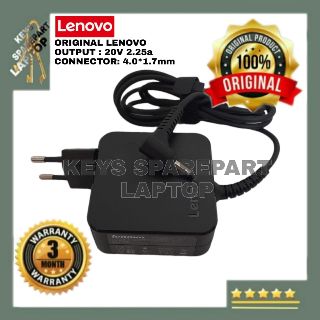 ADAPTOR CHARGER CASAN LAPTOP IDEAPAD LENOVO 20V 2.25 4.0 1.7MM KOTAK COLOK KEClL ORIGINAL 110 110S 110S-11 110S-11IBR 100 100-15 100-15IBY 100-15IBD PA-1450-55LU ADL45WCG ADP-45DW 100s 100S-14IBR 100S-14IBY 110-14ISK 120S-11 120S-11IAP