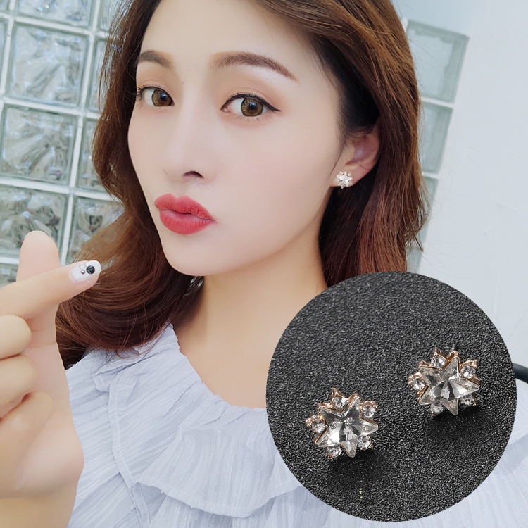 Pentagram Zircon stud anting-anting untuk wanita sederhana anggun all-match kecil earbud cocok antin