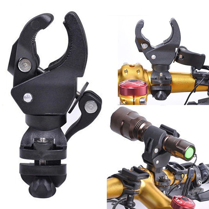 Bike Handle Bar Clamp Led Flashlight Holder Sepeda Jepit Senter Pompa