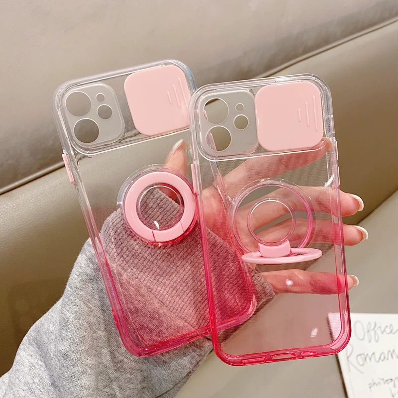 TPU Transparan Case for iPhone 14 Pro Max 13 12 11 pro max X / Xs max 7 / 8 / Se 2020 7plus / 8plus Full Cover Dengan Ring holder