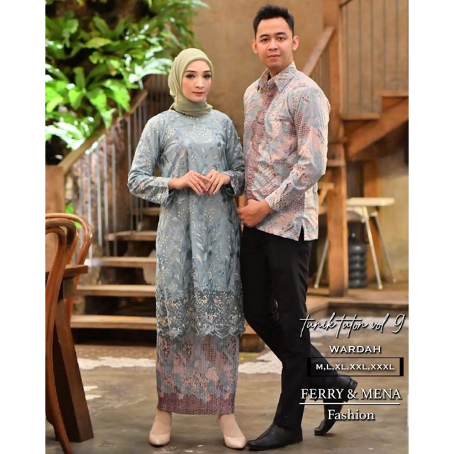 Couple tunik tulle padang//couple kebaya tunangan//couple kebaya pesta//tunik brukat pesta