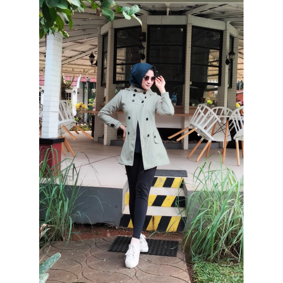 Terlaris COD JAKET HIJABER KOREA STYLE DISTRONKRI MANTEL MUSLMAH FASHION ATASAN WANITA OUTERWEAR TEBAL Elegan