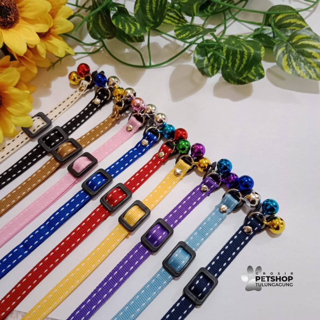 Kalung Kucing Motif Bintik 2 Lonceng 12ml Gelang Kucing Anjing