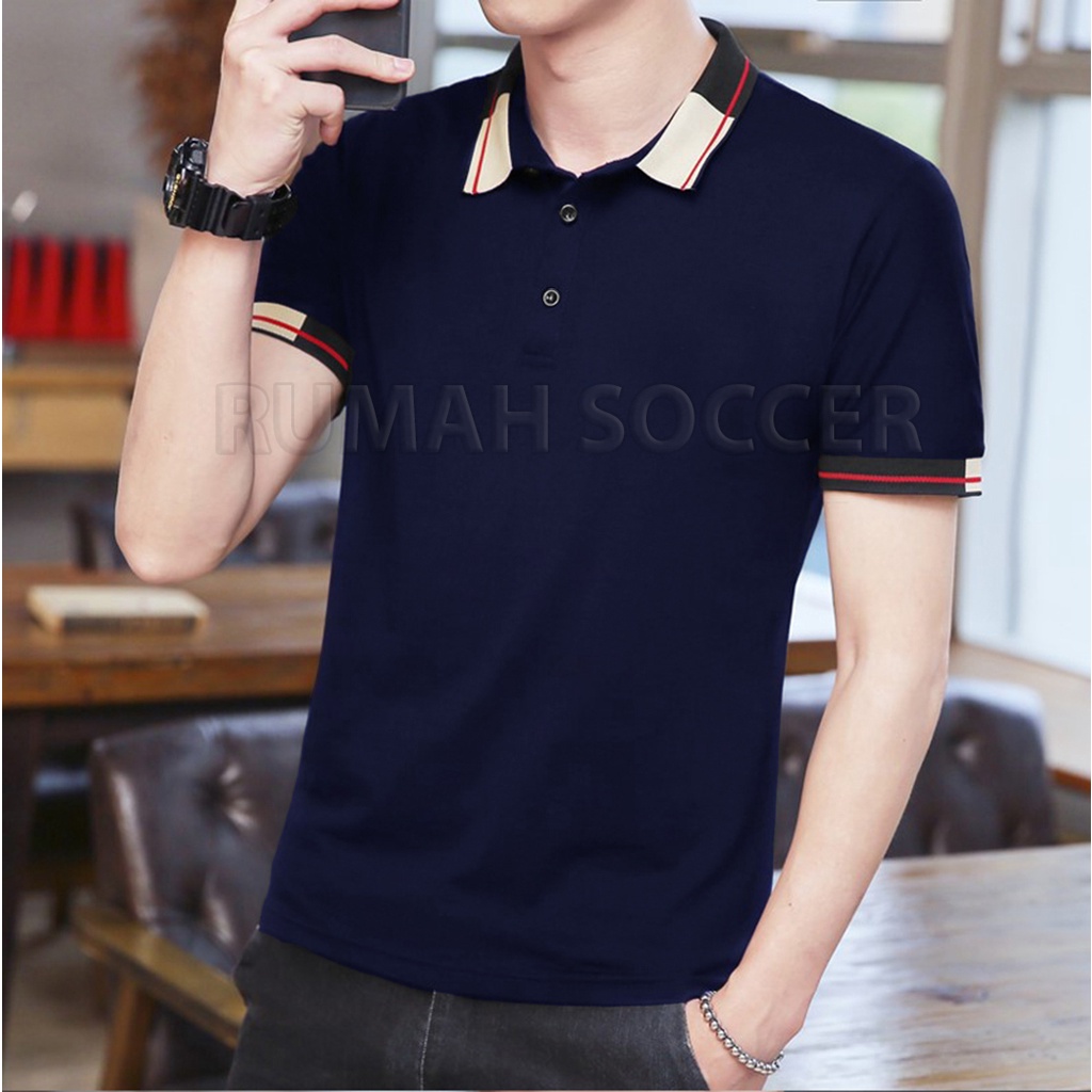 ALTRON - Kaos Pria Formal Lengan Pendek Kerah Polo Shirt Man Dewasa Bahan Katun Adem