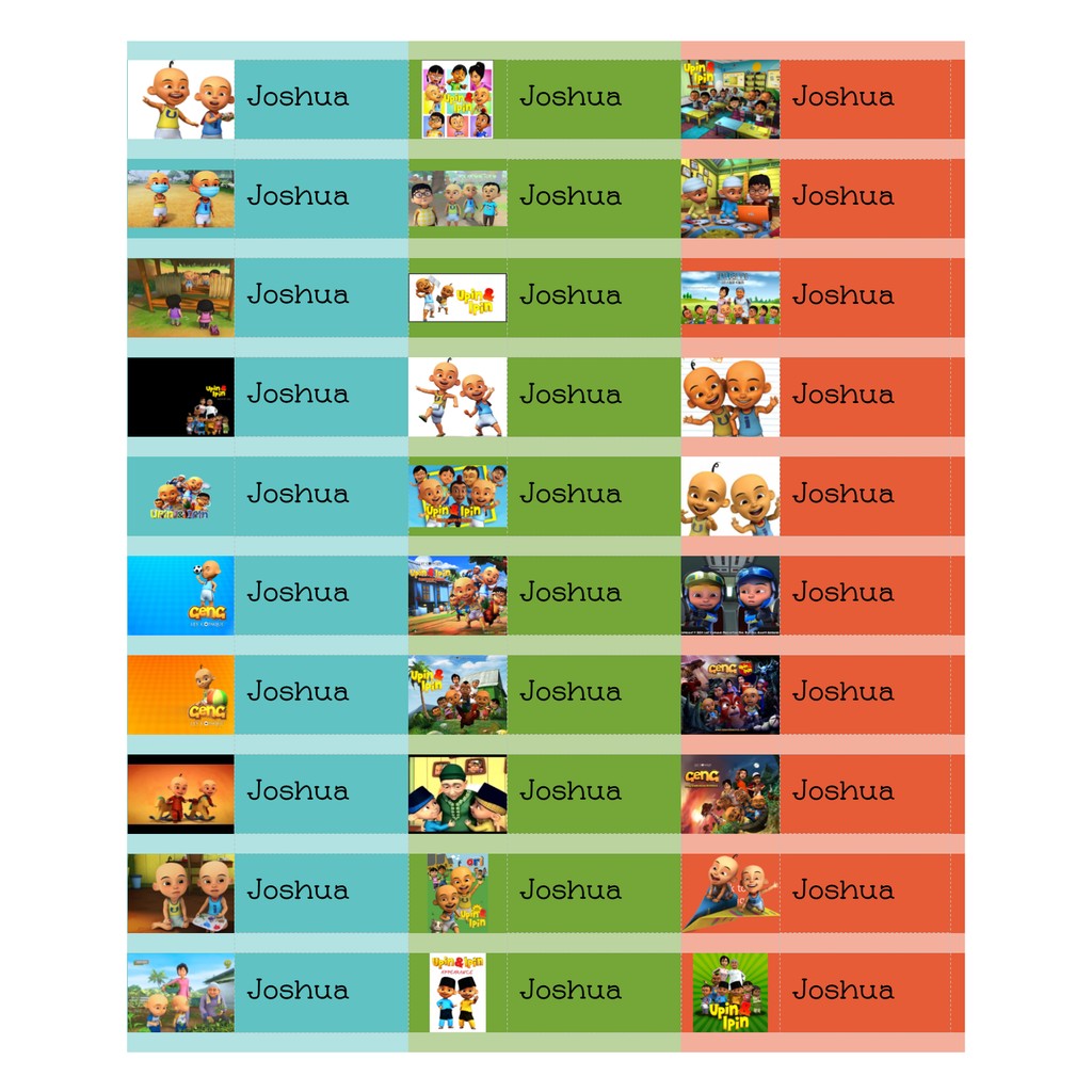 

Upin & Ipin - Sticker Label Nama Karakter