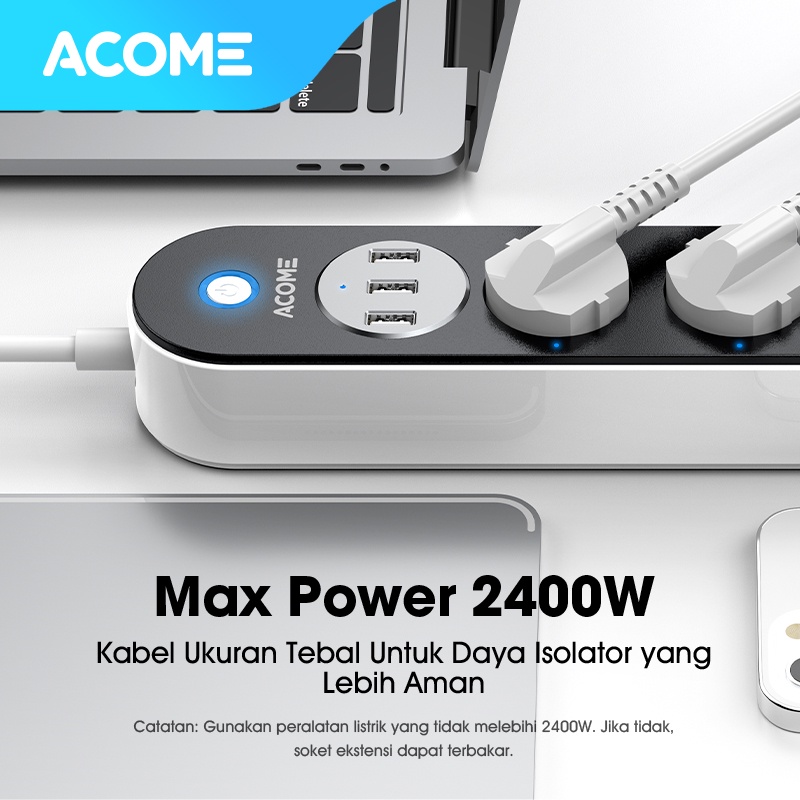 ACOME Smart Power Strip Stop Kontak Colokan Kabel WiFi Garansi Resmi 1 Tahun APS01