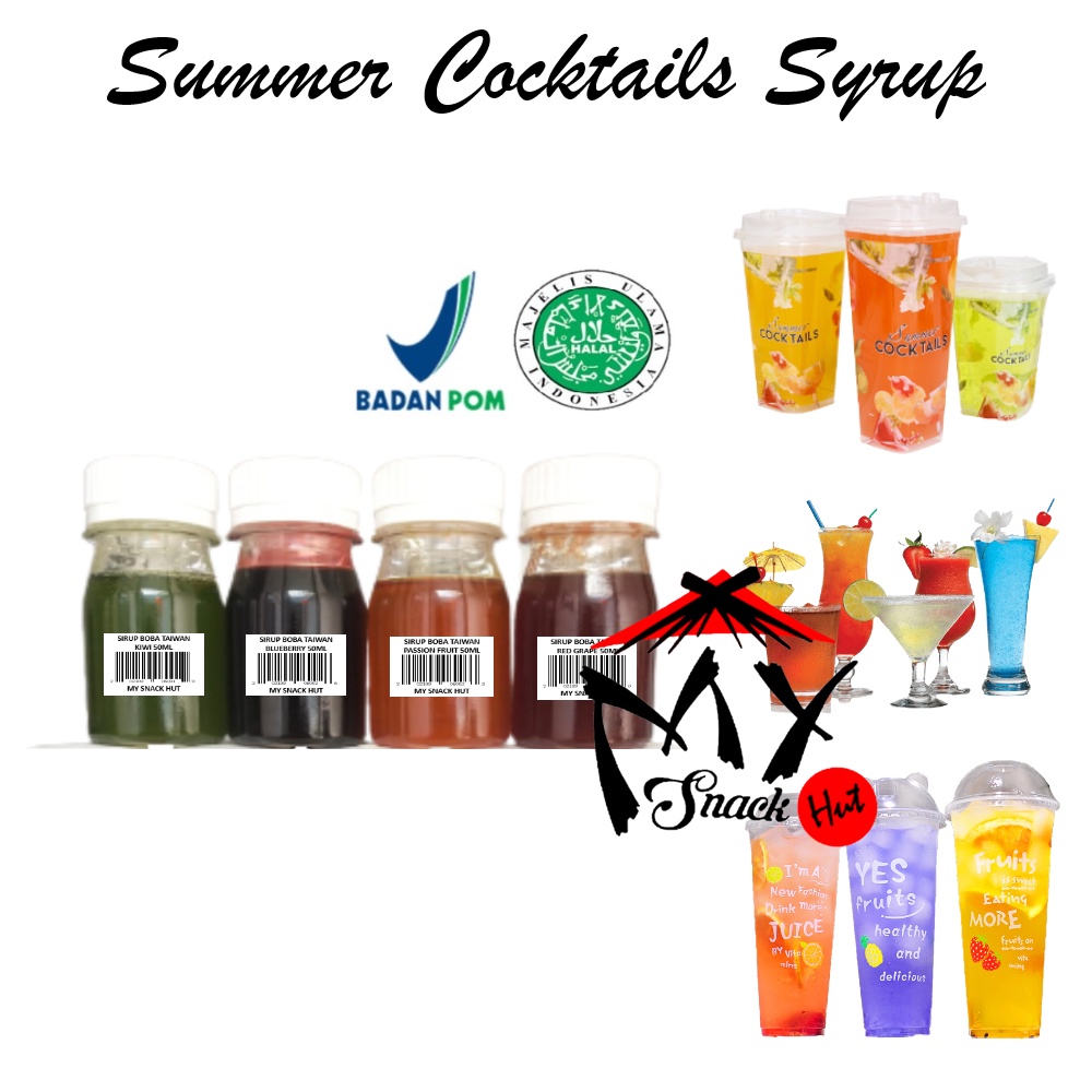 SUMMER MOCKTAILS SYRUP 50ML - SIRUP BUAH RAINBOW YOGHURT MINUMAN SEGAR BOBA MUSIM PANAS SODA FRUIT COCKTAIL HALAL