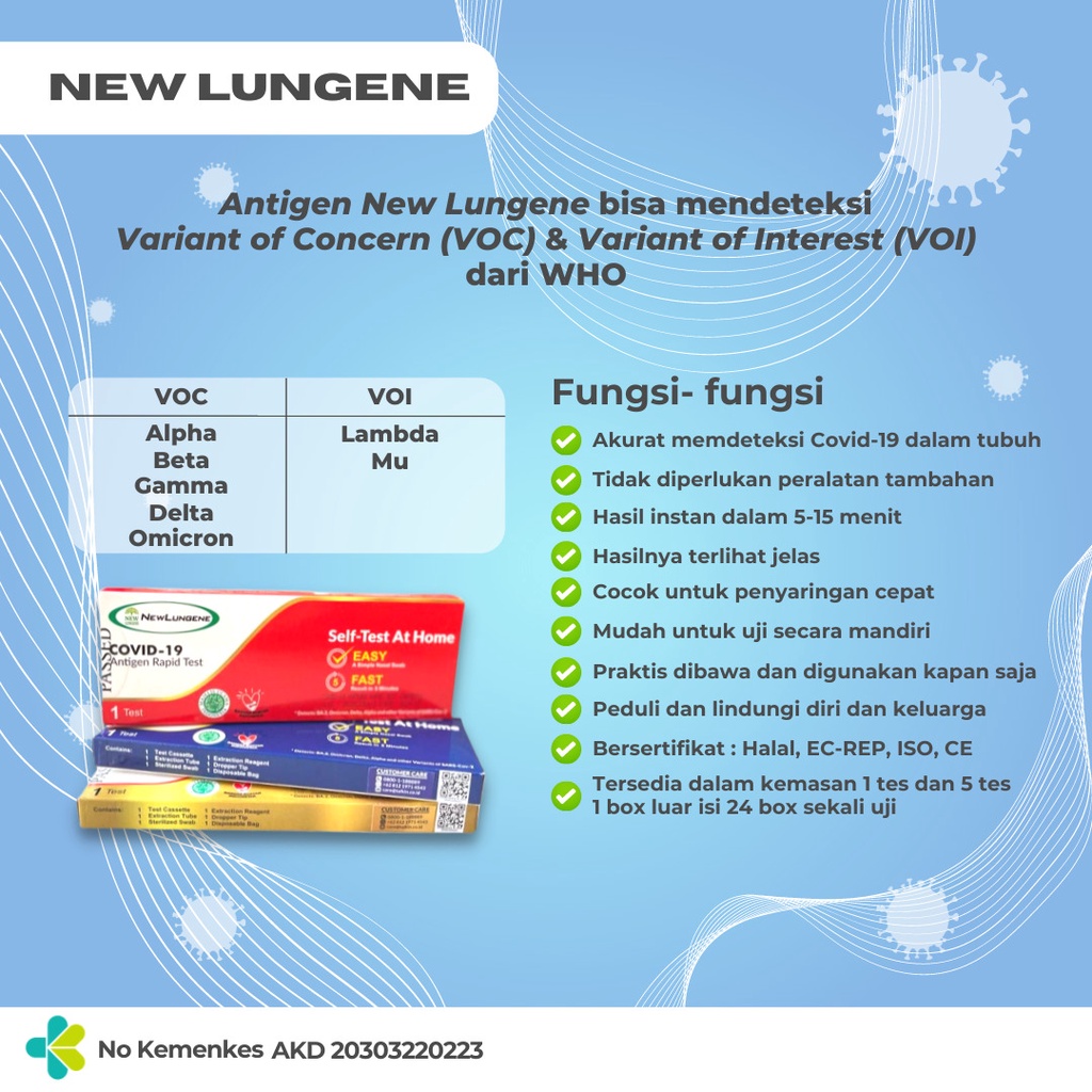 NEW LUNGENE ANTIGEN SWAB SELF TEST DETEKSI OMICRON NEWLUNGENE COVID 19