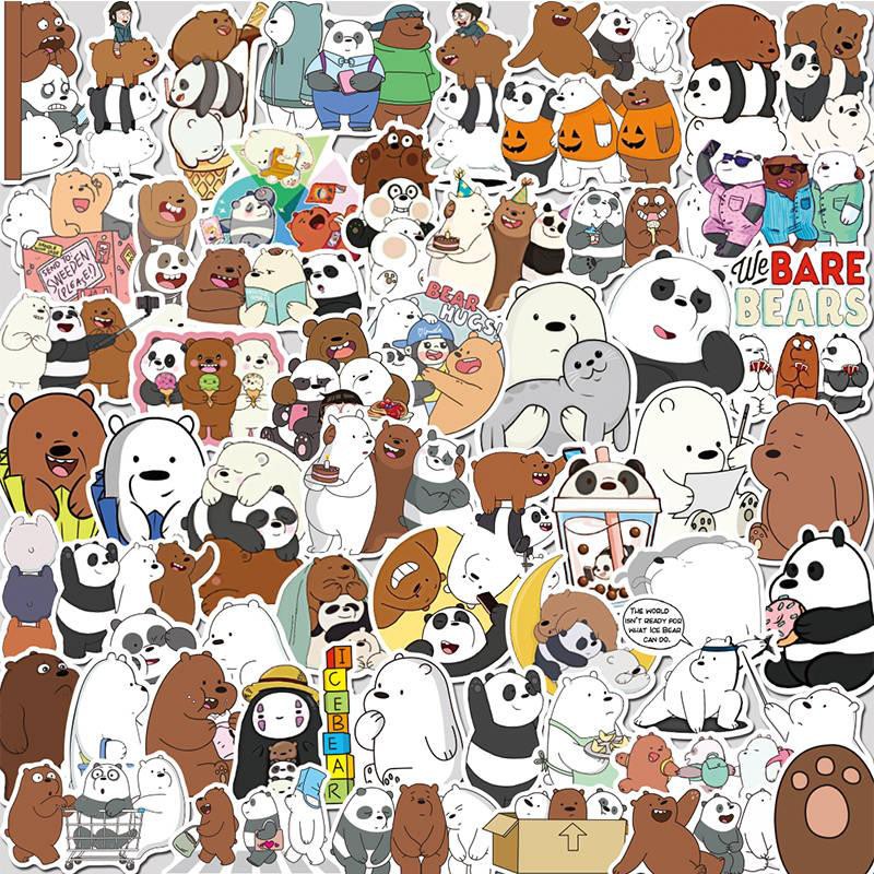 105 Lembar Stiker  Desain Kartun We  Bare  Bear  Untuk 
