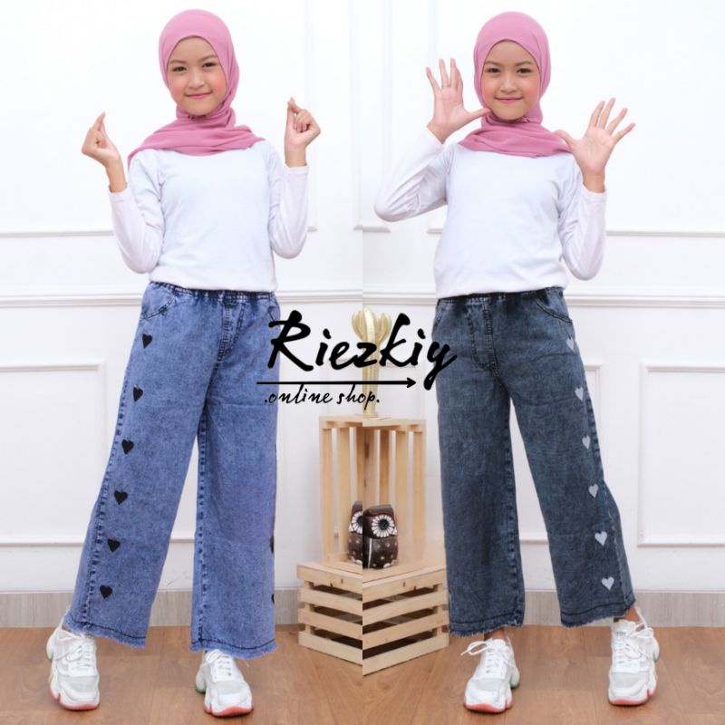 Kulot Love Anak Perempuan Kulot Love Jeans Anak KULOT JEANS ANAK/KULOT TANGGUNG ANAk/KULOT ANAK SNOW