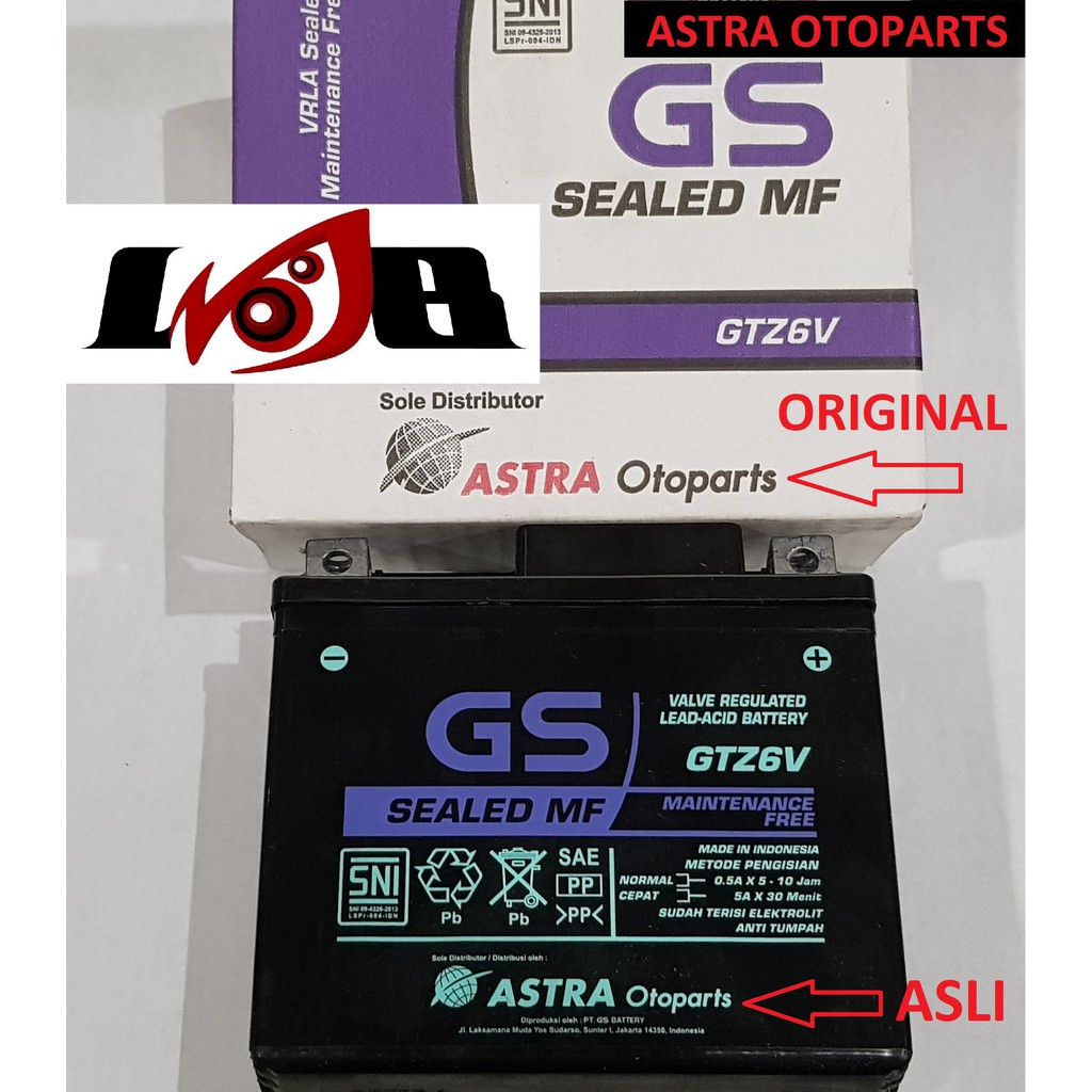GS Astra GTZ6V MF 5 ampere Aki Kering Vario 125 150 Nmax CB150R FU KLX