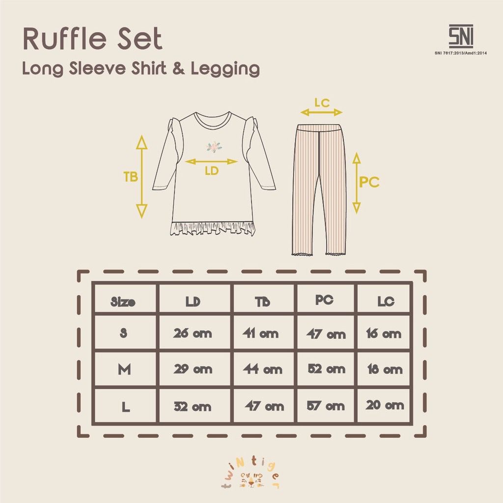 Twin Tiger Ruffle Set  / Setelan Anak Cewe 1-4 Tahun