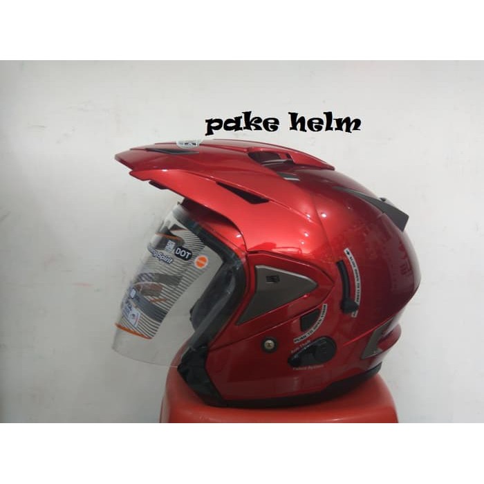 Excelent HELM INK T MAX SOLID MERAH MARUN HALF FACE TMAX
