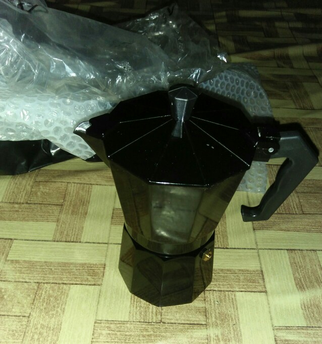 Mokapot Moka Pot 6 Cup 300ml Hitam Moca Pot Kopi Espresso Peralatan Kopi Manual Brew Coffee Maker