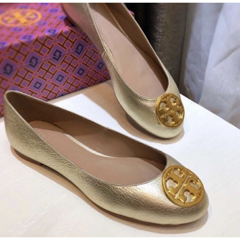 Tory Burch Gold Flat Shoes