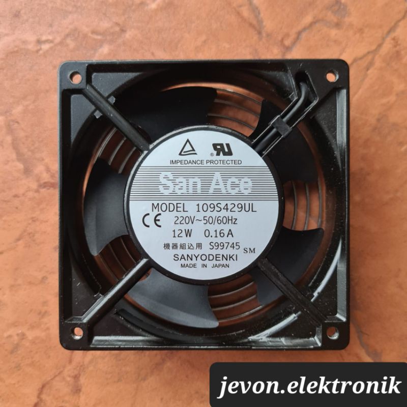 Kipas AC Cooling Fan 220 V Volt 12x12 San Ace 50/60Hz 0.16A 12W Made In Japan