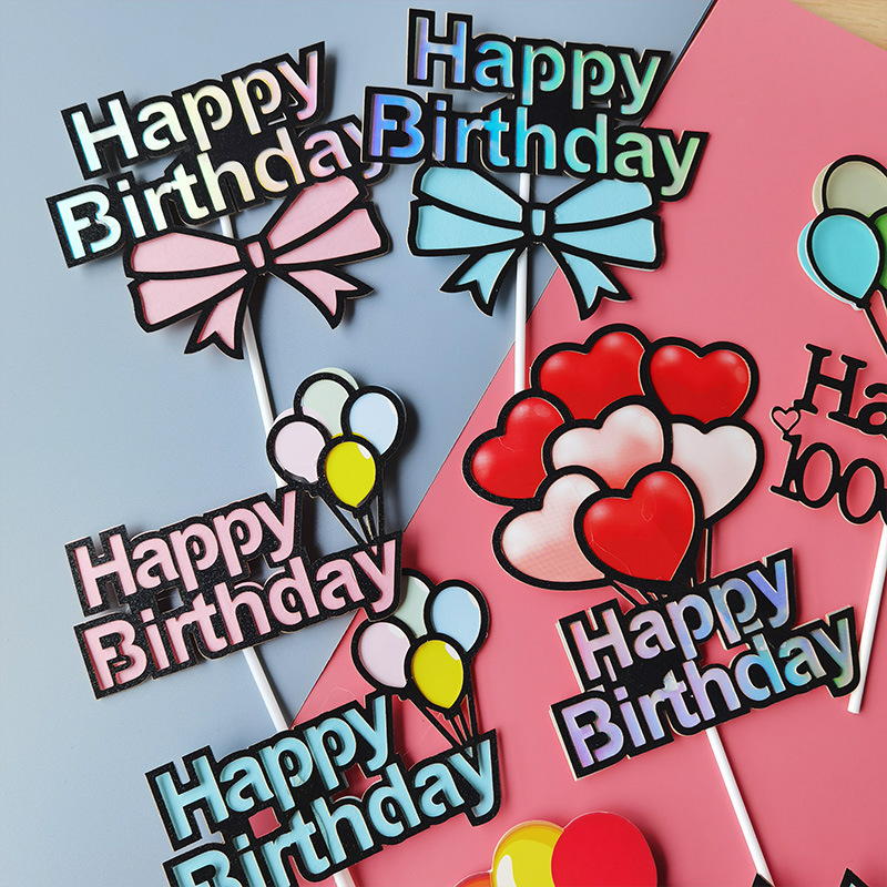 Topper Kue Bentuk Balon Udara Dengan Pita Untuk Dekorasi Pesta Ulang Tahun Anak