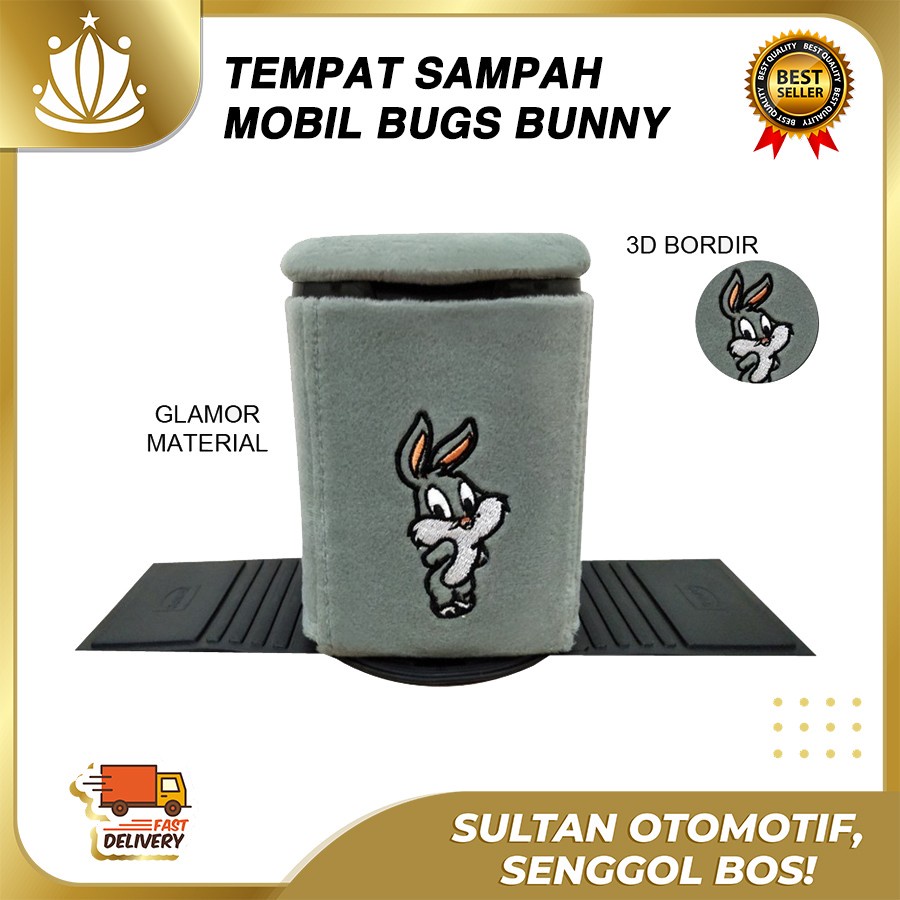 Tempat Sampah Mobil BUGS BUNNY , Aksesoris Mobil Kelinci Bunny Lucu