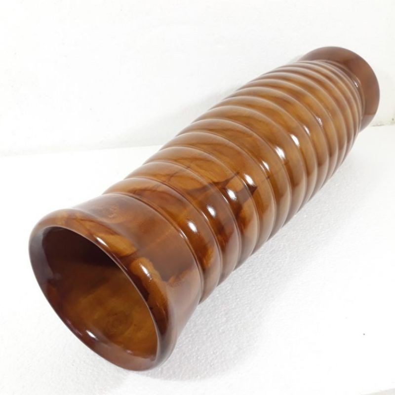 VAS BUNGA  BESAR SPIRAL KAYU JATI ASLI