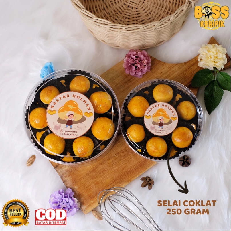

NASTAR HOLMAN PREMIUM Kue Kering Nastar Selai Coklat kemasan 250gr bisa buat hampers lebaran, bisa COD