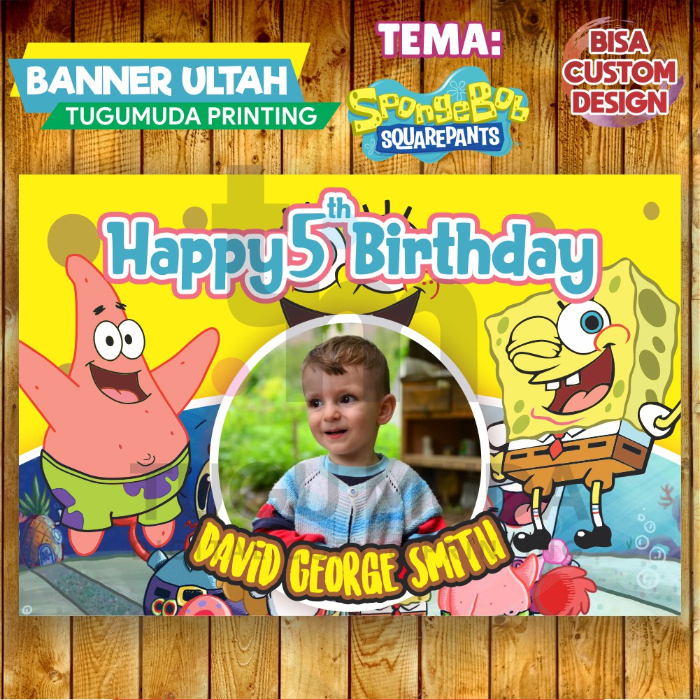 Cetak Banner|Spanduk|MMT|Backdrop Ultah/Ulang Tahun Anak - SPONGEBOB