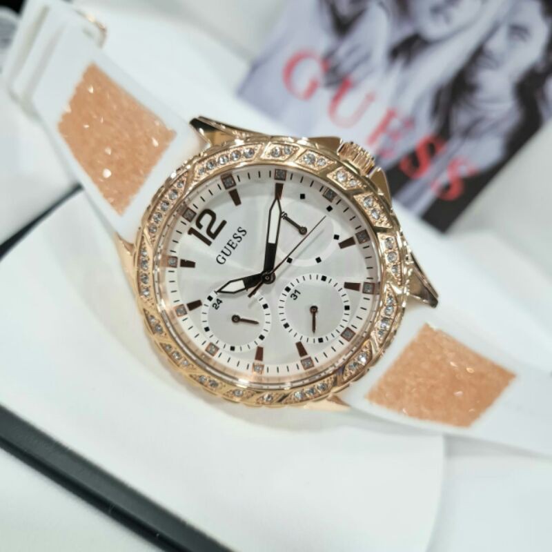 JAM TANGAN PRIA GUESS BATRE CHRONO STAINLESS TALI KULIT